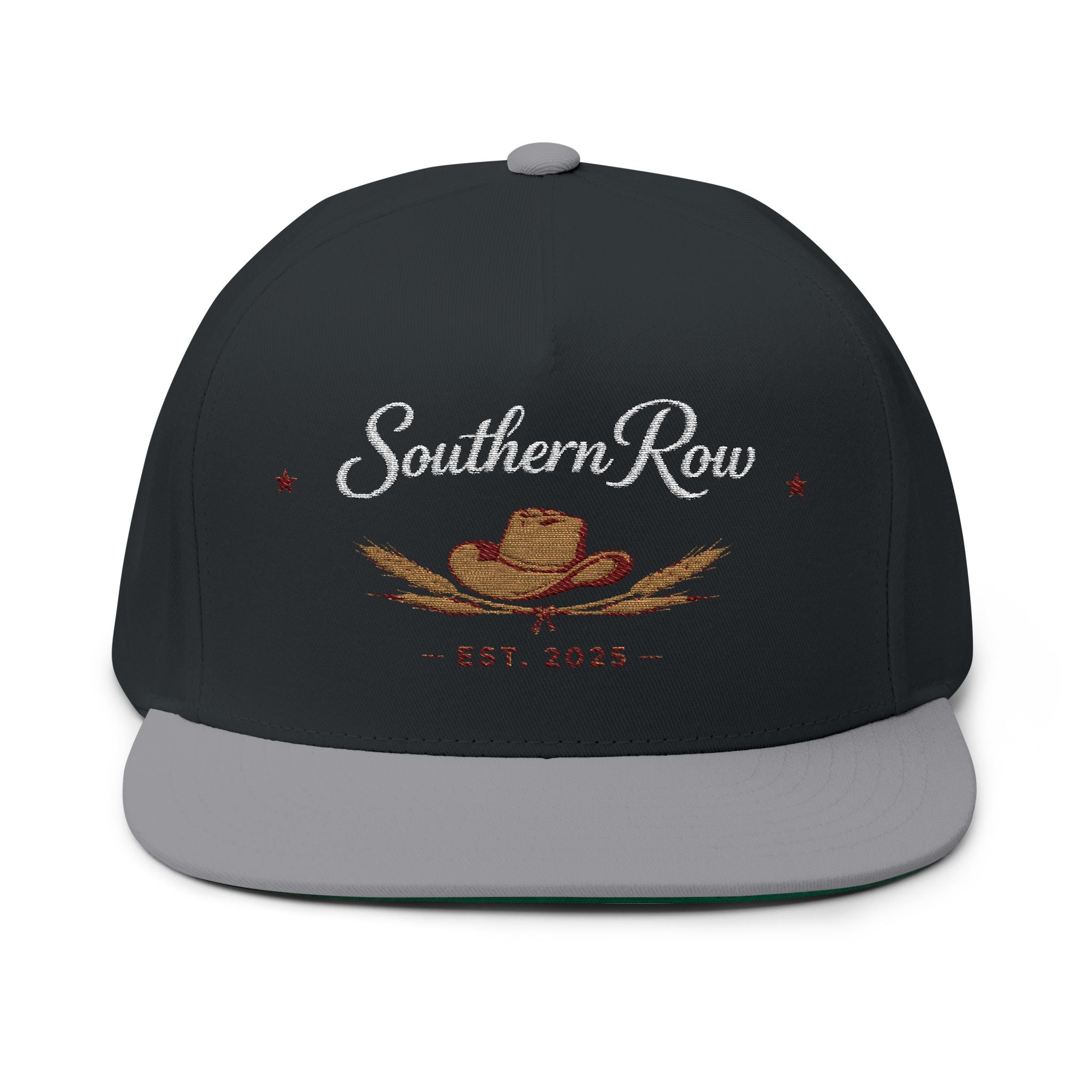 Flat Bill Cap — "Southern Row" Embroidered Straw Hat Logo