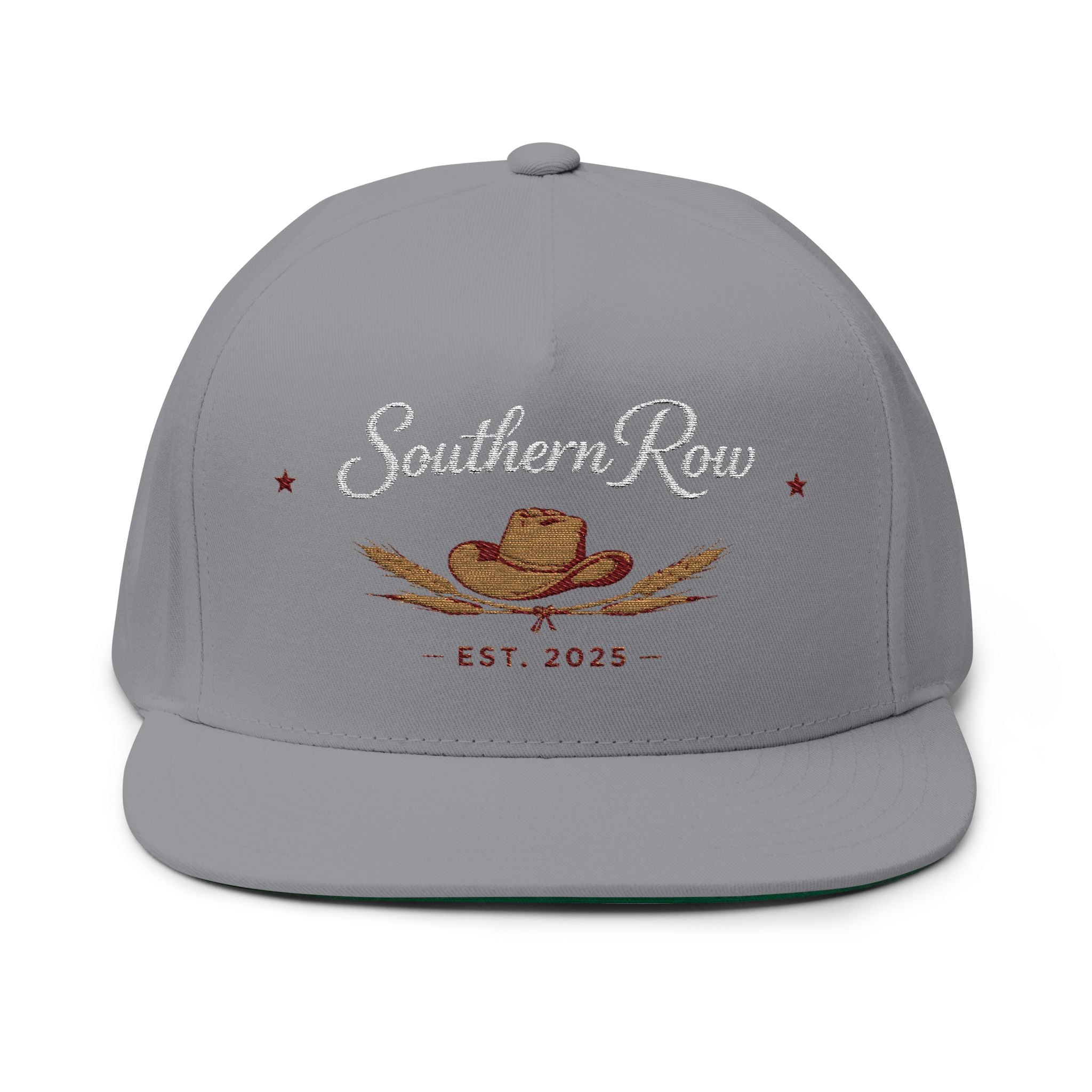 Flat Bill Cap — "Southern Row" Embroidered Straw Hat Logo