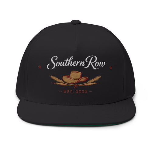 Flat Bill Cap — "Southern Row" Embroidered Straw Hat Logo